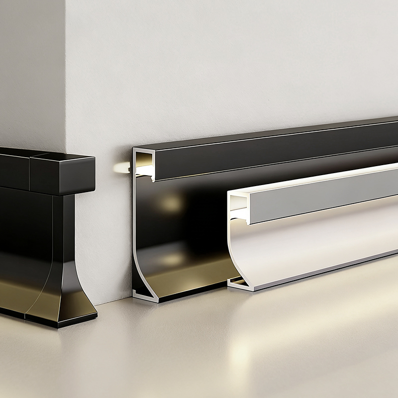 Surface-mounted illuminated skirting board