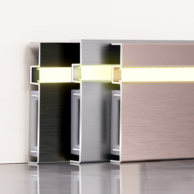 Front-lit baseboard (brushed finish)