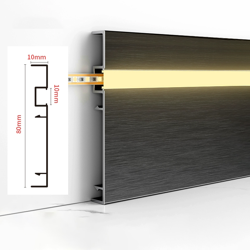 Front-lit baseboard (brushed finish)