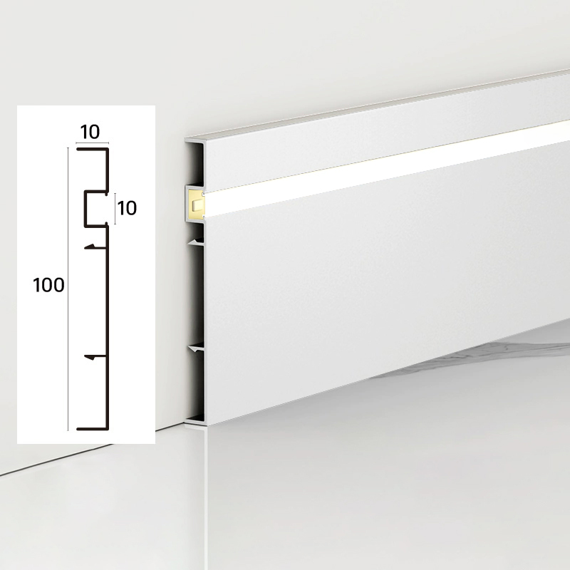 Front-lit baseboard (brushed finish)